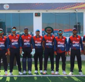 आईसीसी ट्वान्टी–२० विश्वकप ग्लोवल क्वालिफायरअन्तर्गत नेपाल र ओमानबीच खेल हुँदै