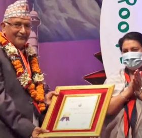 पूर्वप्रधानमन्त्री केपी शर्मा ओली स्काउटको मेधावी पदकबाट विभूषित