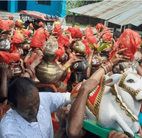 महादेवा गाउँपालिकास्थित अङ्कुरी महादेव मन्दिर परिसरमा बसहा स्थापना